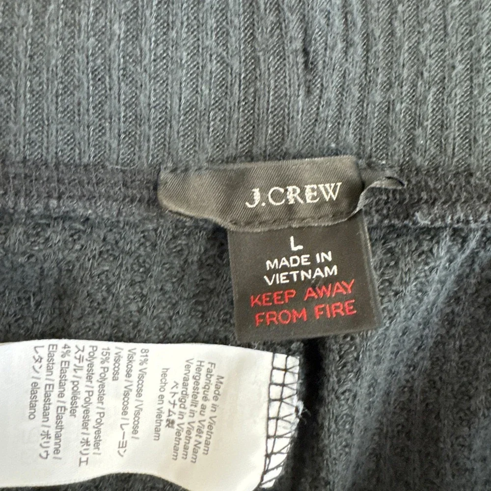 J Crew Pants Womens Large Black Super Cozy Waffle Knit Sleep‎ Pajama Wide Leg